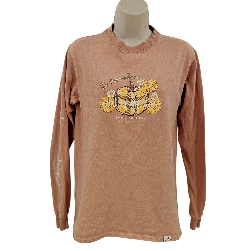 Simply Southern Shirt Womens Small Pumpkin Patch‎ Long Sleeve Fall Floral Cute